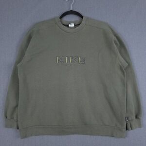 Vintage Nike Sweatshirt Mens XL Faded Green Boxy Long Sleeve Pullover 80-90s USA